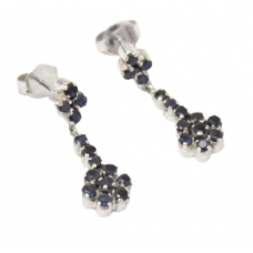 Earrings Silver 925 Sterling Women Natural Blue Sapphire Gem Stone Handmade C765